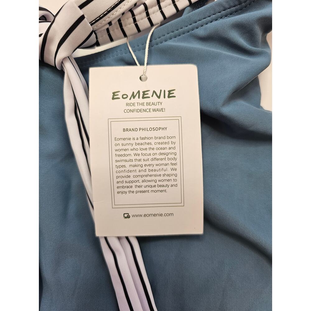 Eomenie Striped one piece cut out Bathing suit swim Women Size S - Picture 4 of 7